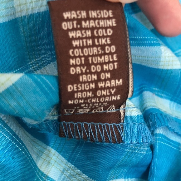 Bit & Bridle blue flannel short sleeved button up - Picture 11 of 17